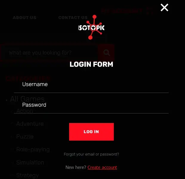 posts publish on isotopic login form